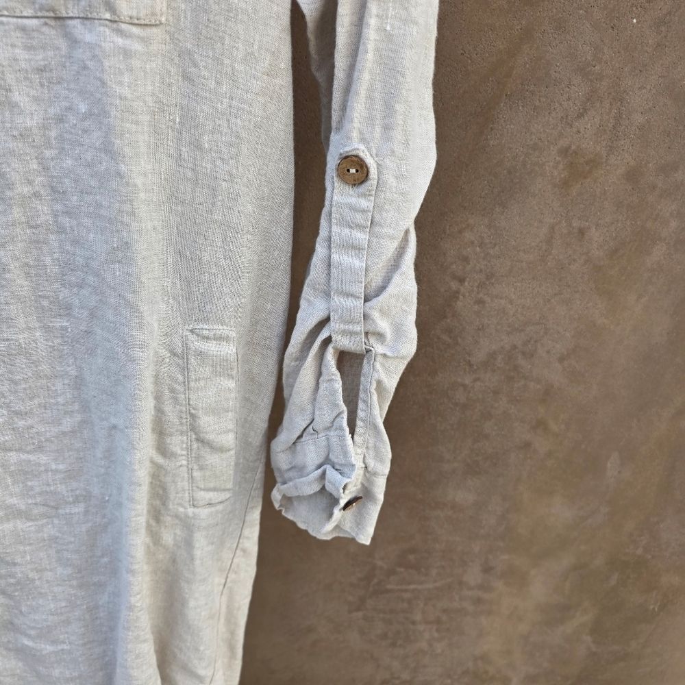 4our dreamers jenna linen shirt dress natural - Picture 5 of 10